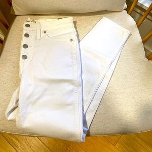 Madewell 27” high-rise skinny button up jeans.